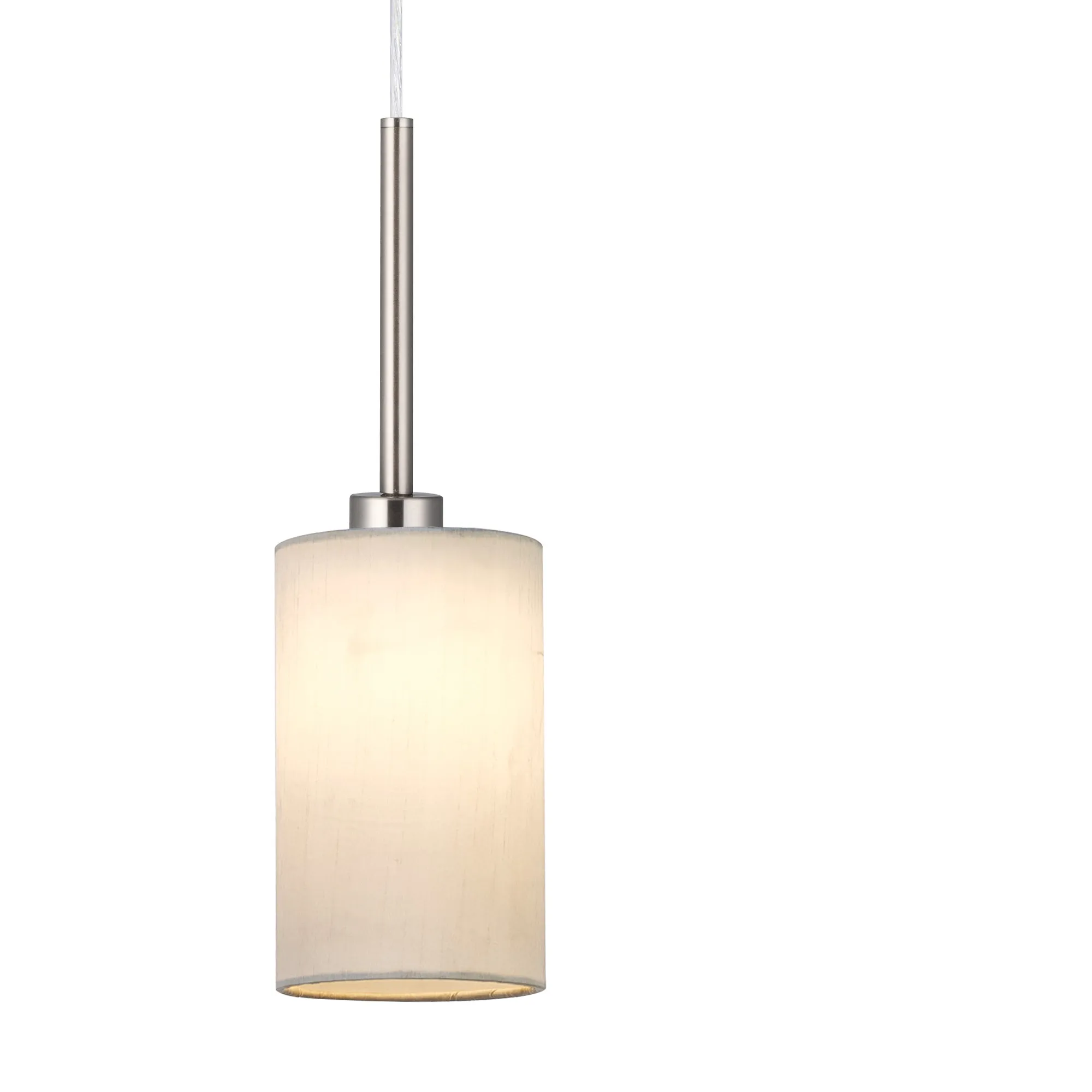 Baymont 12cm Shade 3 Light Pendant Satin Nickel, White DK0781  Deco Baymont SN WH